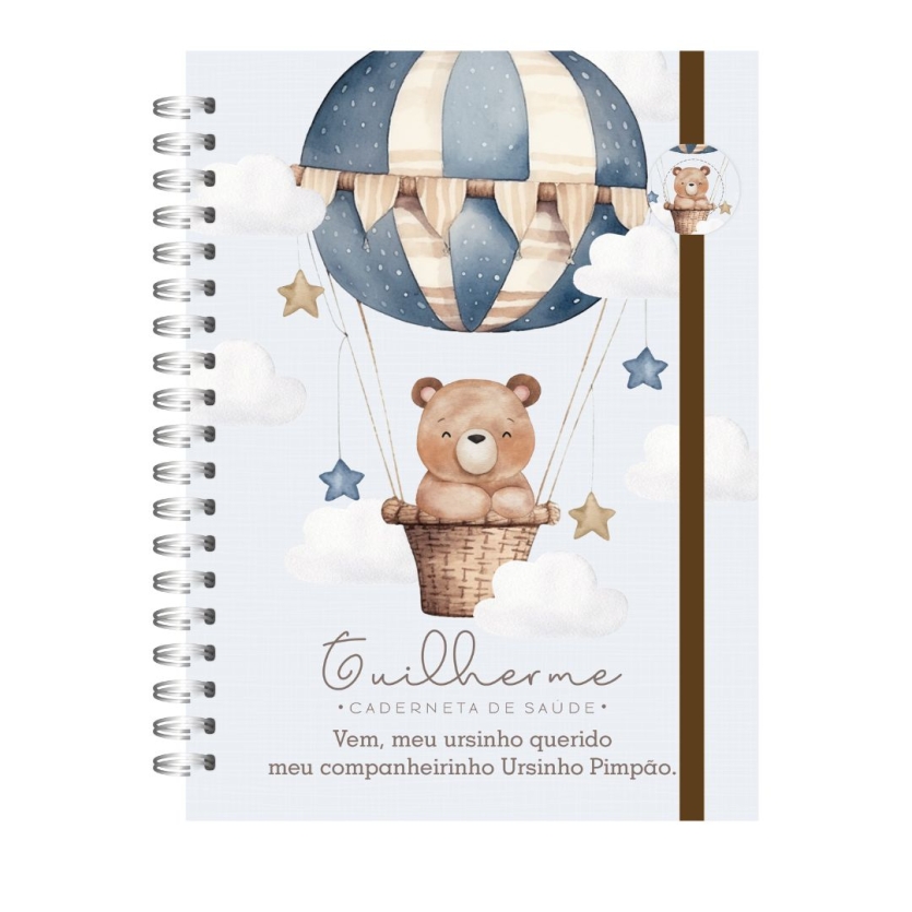 Caderneta de Saúde Luxo - Ursinho Balão Azul