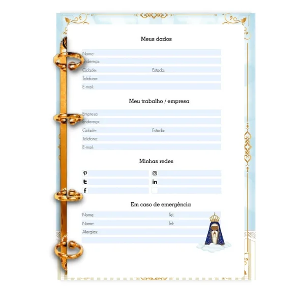 Fichário Nossa Senhora Aparecida - Folhas Pautadas - Imagem 3