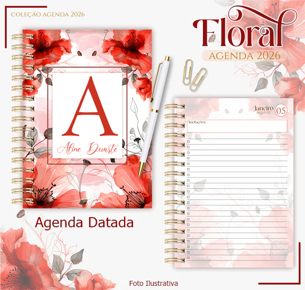 Agenda Floral Vermelha