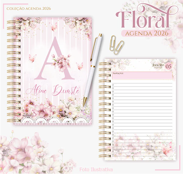 Agenda Floral Rosa