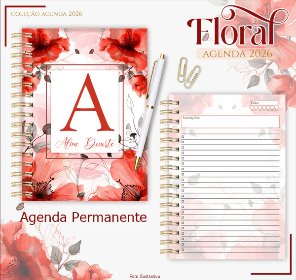 Agenda Floral Vermelha - Imagem 2