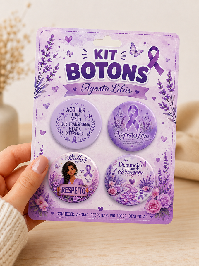 Kit Botons- Agosto Lilás